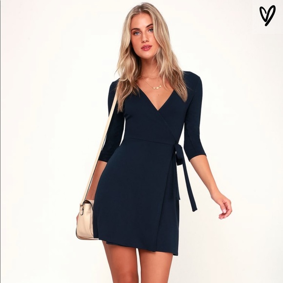 Lulu's Dresses & Skirts - Lulus All At Once Navy Wrap Dress